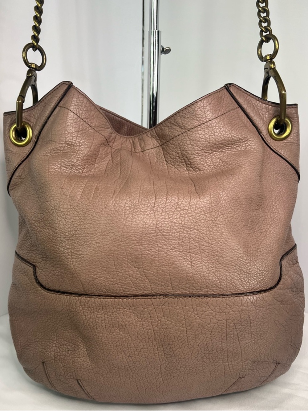 Boho Mauve OrYany Supple Leather Shoulder Hobo Statement Functional Bag Large